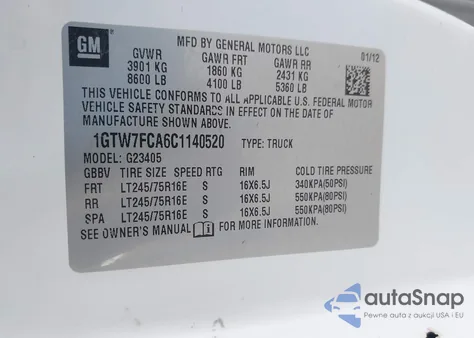 2012 GMC Savana 2500 Work Van from USA, damaged, VIN 1GTW7FCA6C1140520